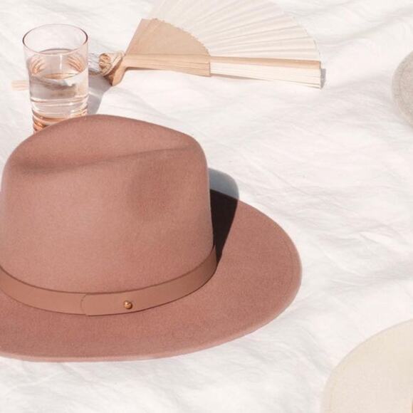 LACK OF COLOR The Fleur Wool Fedora Hat in Dusty Mauve Size 55cm/S - Picture 3 of 13